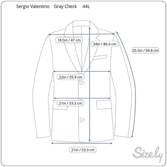 Sergio Valentino Mens Gray Wool Checkered Single Breasted Blazer Vest Set 44L - Picture 14 of 14